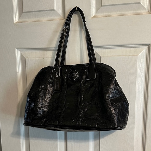 Coach Black Patent Leather Kiss Lock Bag
